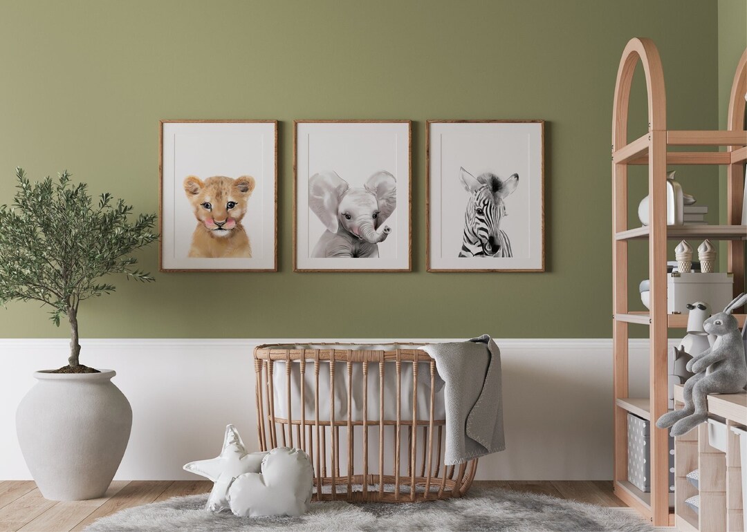 Safari Baby Animal Nursery Prints, Set of 3, Baby Animal Nursery Prints ...
