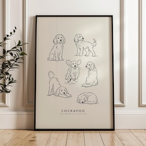 Cockapoo Wall Art Print | Minimalist Cockapoo Poster | Cute Dog Print | Neutral Pet Decor | Unframed Artwork Gift