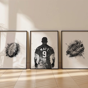 Rugby Player Gift for Men | Personalised Rugby Player | Wall Art For Rugby Fans | Rugby Gift for Men | Gift for Him | Set of Three