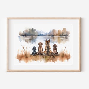 Dog Memorial Rainbow Bridge Print, Personalized Multiple Pet Custom Portrait, Remembrance, Pet Loss Sympathy Gift, They still talk about you