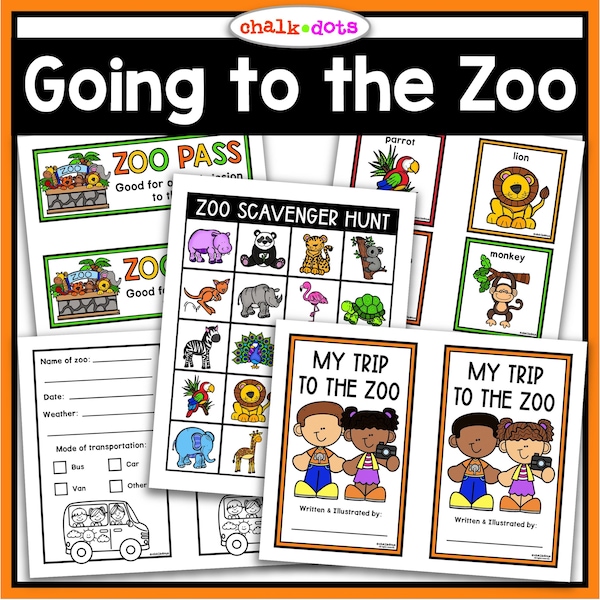 Zoo Scavenger Hunt, Zoo Field Trip Activities, Zoo Animal Cards, Zoo Journal, Kindergarten, First Grade, Second Grade, Homeschool, Printable