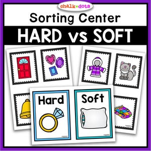 Hartes und weiches Sortieren, fünf Sinne - Berührung, Kreiszeitaktivität, Hausschule, Printables, PreK, Kindergarten