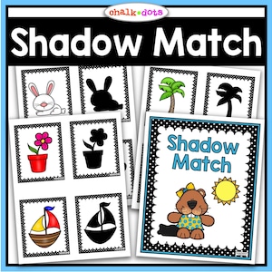 Attività di abbinamento delle ombre, Giorno della marmotta, Unità luci e ombre, Scuola materna, PreK, Asilo, Istruzione parentale, Materiali stampabili, Centro scientifico