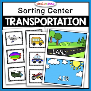 Clasificación de transporte, clasificación de vehículos, tarjetas de clasificación de transporte, clasificación preescolar, hora del círculo, preescolar, prejardín, educación en el hogar, material imprimible