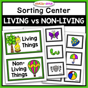 Living and Nonliving Sort, Preschool Sort, Circle Time Activity, Science Center, Preschool, PreK, Kleuterschool, Homeschool, Printables
