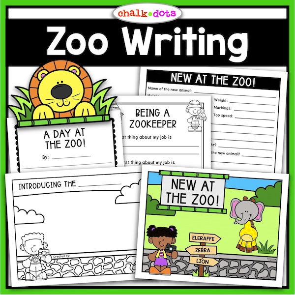 Zoo Writing Activities, Zoo Writing Prompts, Writing Center, Kindergarten, First Grade, Second Grade, Homeschool, Printables