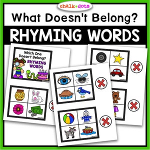 Rijmende woorden, rijmende woorden activiteit, welk rijmend woord hoort er niet bij, wat hoort er niet bij spel, thuisschool, educatief, printables