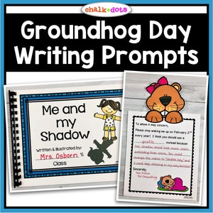 May include: A printable writing prompt for Groundhog Day. The prompt is written from the perspective of a groundhog and asks students to write about why they should use a giraffe instead of a groundhog to predict the weather. The prompt includes a black and white illustration of a groundhog.