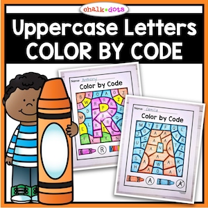 Reconocimiento de letras mayúsculas, Color por código, Letras mayúsculas, Imprimibles del alfabeto, Preescolar, PreK, Jardín de infantes, Educación en el hogar, Imprimibles