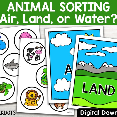 Animal Sort Air Land & Water Animals Animal Sorting - Etsy