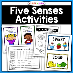 Five Senses Activities, Five Senses Unit, Preschool, PreK, Kindergarten, Science Activities, Printables, Homeschool, At-Home Learning