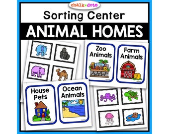 Tiersortierung Aktivität, Tierhäuser und Lebensräume, Vorschule, PreK, Kindergarten, Circle Time, Lernzentrum, Homeschool, Printables