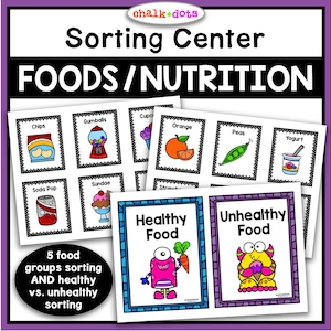 Tri par groupe d'aliments, Tri d'aliments sains et mauvais pour la santé, Activité nutritionnelle, Alimentation saine, Cinq groupes d'aliments, École à la maison, Produits à imprimer