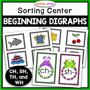 Ordinamento Digraph, Digraph Iniziali, Schede Di Ordinamento Digraph, Fonetica, PreK, Scuola Materna, Scuola Domiciliare, Attività Circle Time, Centri, Stampabili