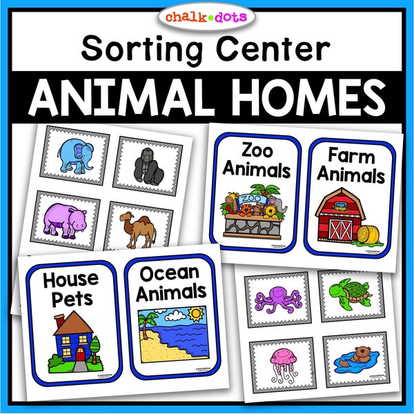 Animal Sort, Animal Homes, Animal Camouflage, Preschool, PreK, Kindergarten, Circle Time, Learning Center, Homeschool, Printables