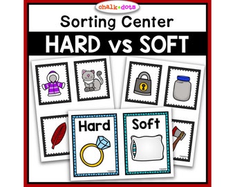 Hard and Soft Sort, Hard vs Soft Sorting Activity, Preschool, PreK, Circle Time Activity, Preschool Sort, Homeschool, Printables
