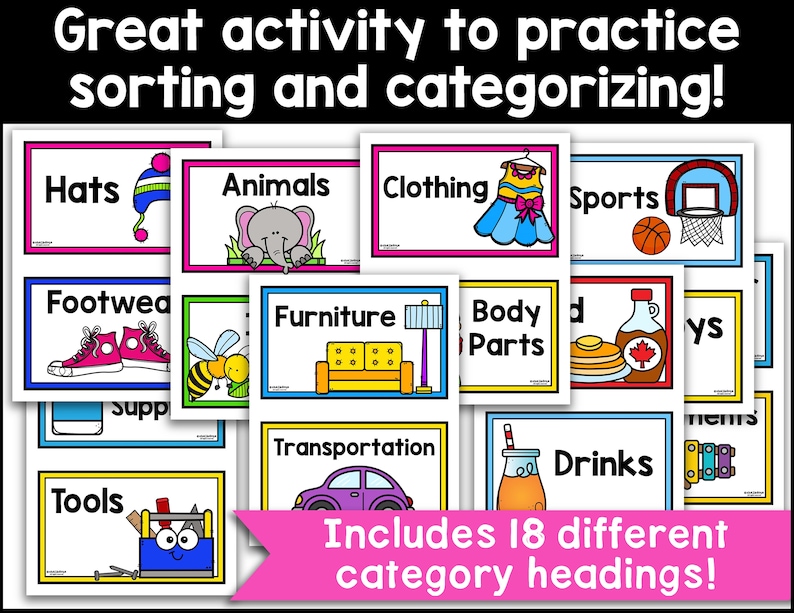Category Sorting, Classifying Objects, Preschool, Prek, Kindergarten ...