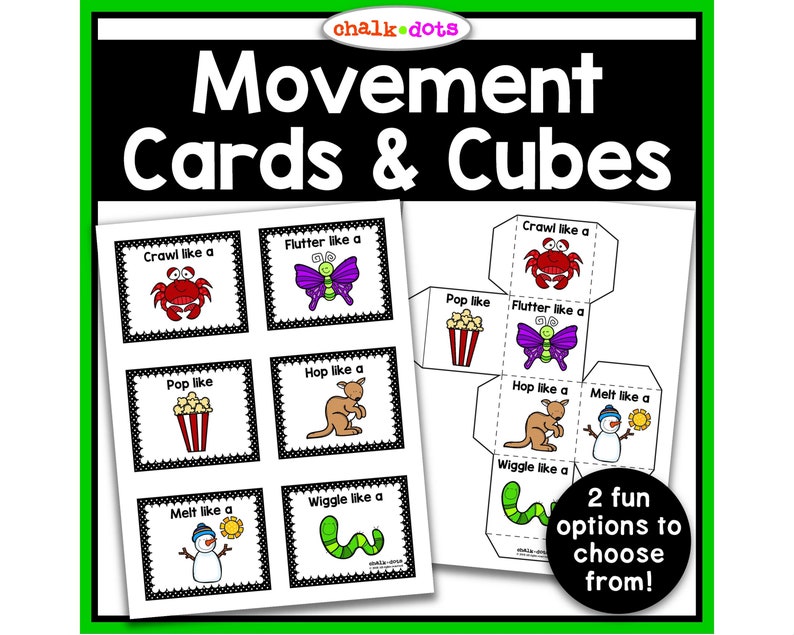 Movement Cards, Movement Cubes, Action Cards, Preschool, Prek ...