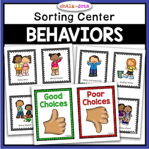 Behavior Sort, Good and Bad Choices, Positive and Negative Behavior, Preschool, PreK, Kindergarten, Printables, Classroom Rules