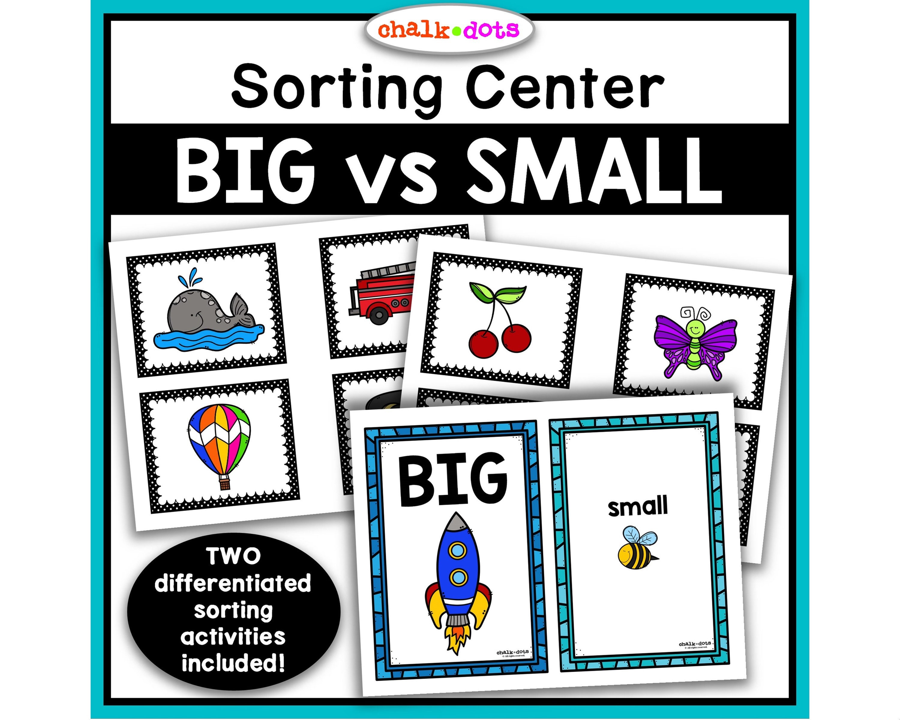 Big vs small size comparison worksheets for preschool and