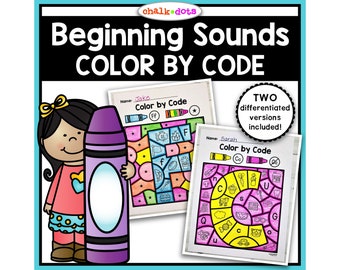 Beginning Sounds, Color by Code, Alphabet Printables, Initial Sounds, Preschool, PreK, Kindergarten, Homeschool, Printables