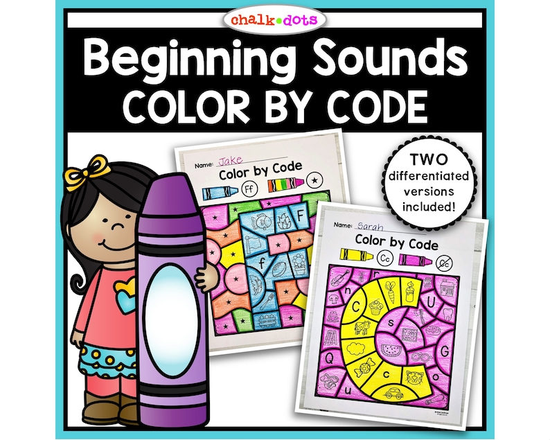 Beginning Sounds, Color by Code, Alphabet Printables, Initial Sounds ...