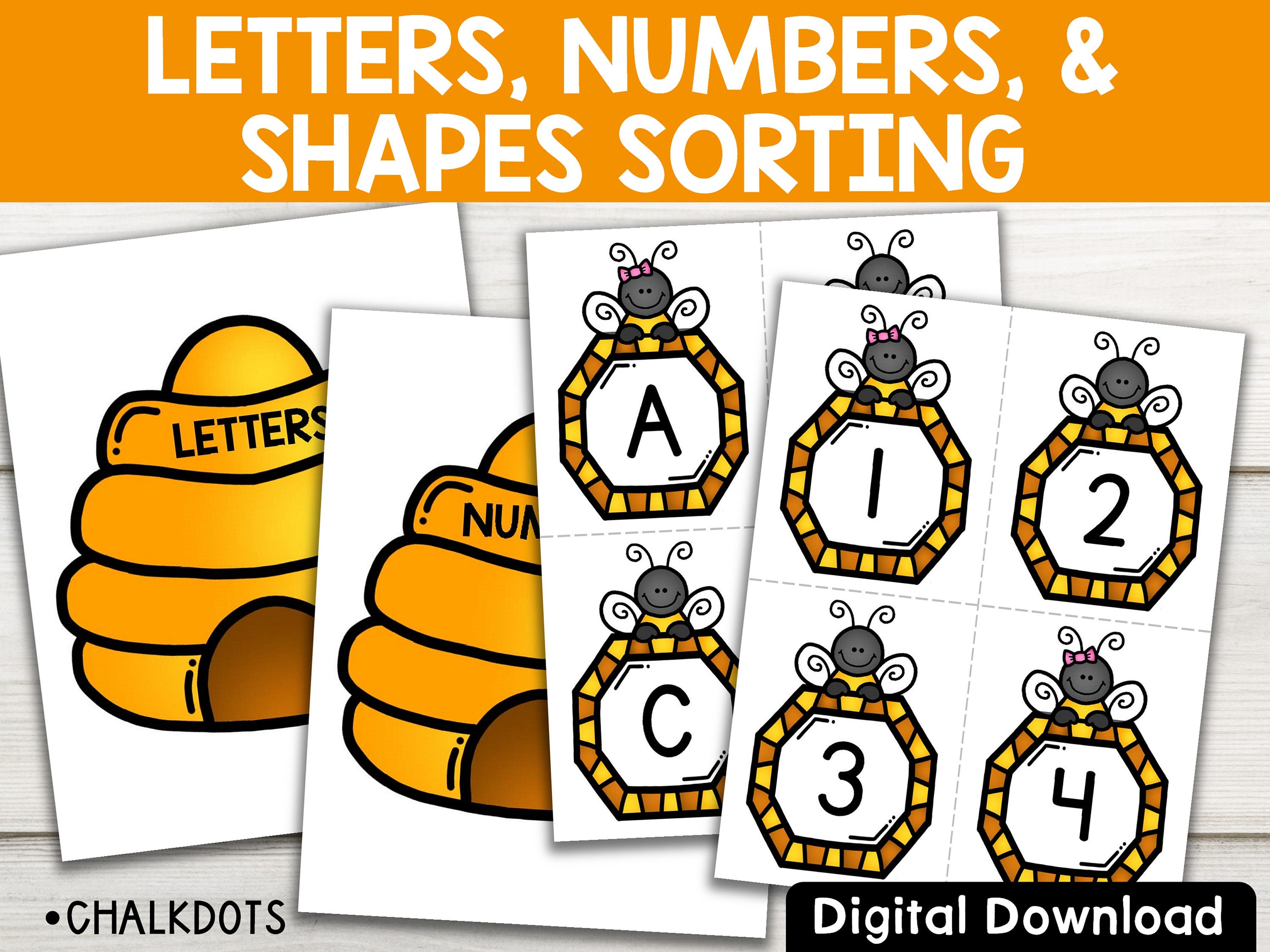 Letters Numbers and Shapes Sort Sorting Activity Letter Etsy