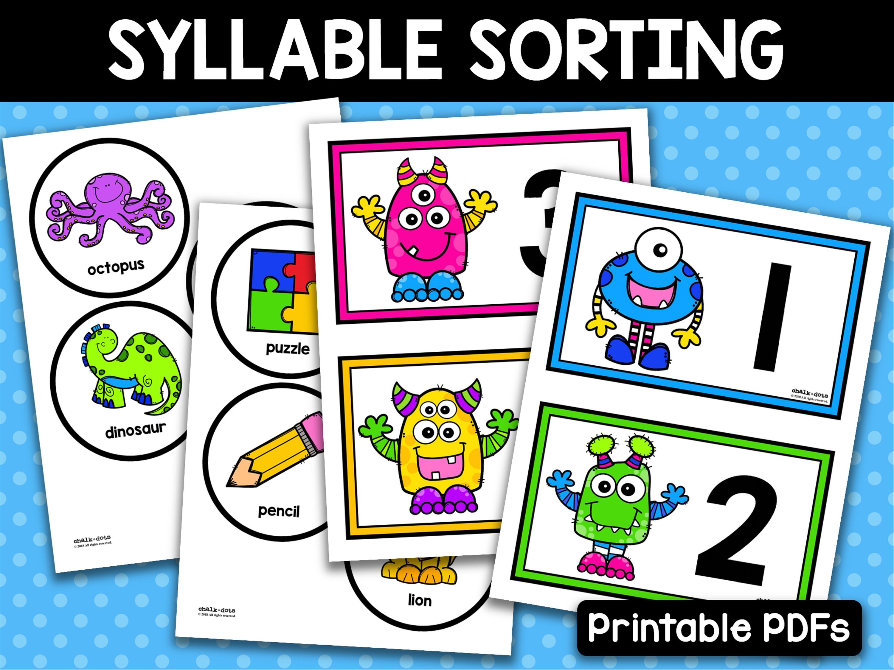 Syllable Sort Counting Syllables Syllable Sorting Activity | Etsy