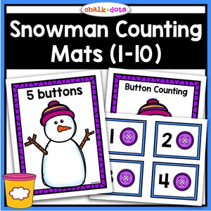 Snowman Counting Mats, Number Mats, Play Dough Mats, Numbers, Counting, Preschool Math, Preschool Activity, Homeschool, PreK, Printables