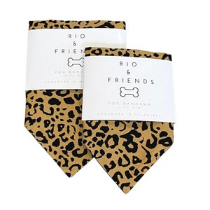 Leopard Print Dog Bandana 100% Cotton Over The Collar