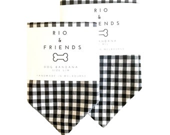 Schwarz & Weiß Karo Gingham Hundehalsband aus 100% Baumwolle
