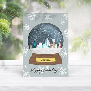 Cartão e envelope de Natal do globo de neve de Dallas - cartão de boas festas