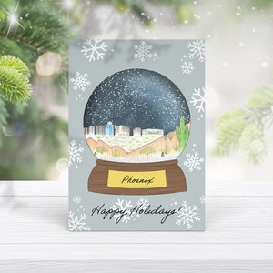 Phoenix Snow Globe Kerstkaart en Envelop - Happy Holidays Card