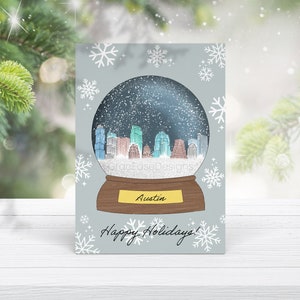 Cartão e envelope de Natal Austin Snow Globe - cartão de boas festas