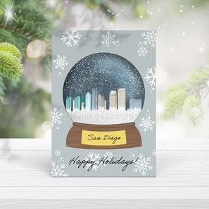 San Diego Snow Globe Christmas Card and Envelope - Biglietto di buone feste
