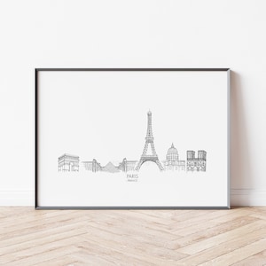 Paris Skyline Print - Paris France Cityscape Art Print - Paris Travel Poster - Paris Wall Art - Paris Home Decor