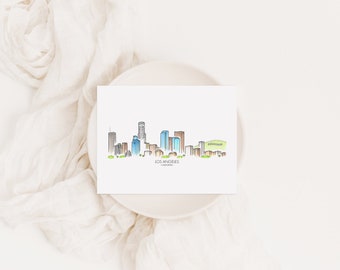 Juego de tarjetas de felicitación de Los Ángeles con sobres - Los Ángeles, CA Papelería - Tarjetas de agradecimiento - Tarjetas en blanco - Juego de 12 o 24 - Personalizable