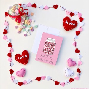 Llenar mi corazón con tarjeta de amor y sobre - Tarjeta de felicitación de amor - Regalo de aniversario - Soltero o conjunto de 4