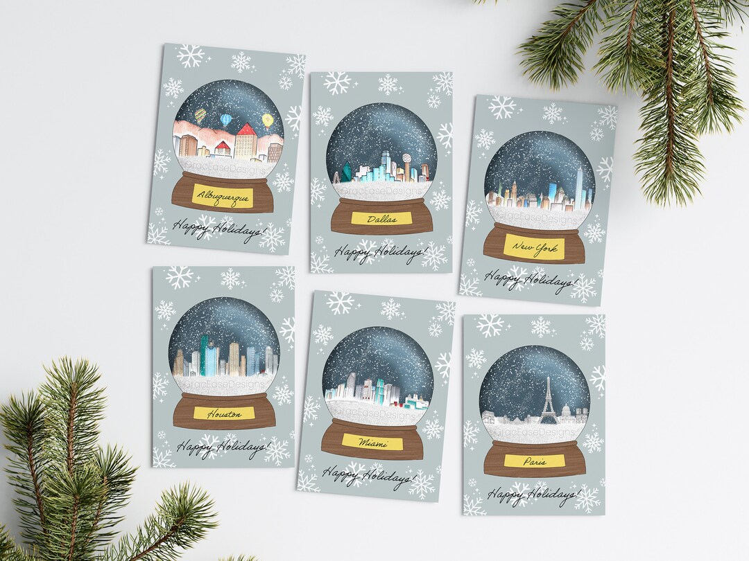 Snow Globe Christmas Card Set Happy Holidays Card Set Includes