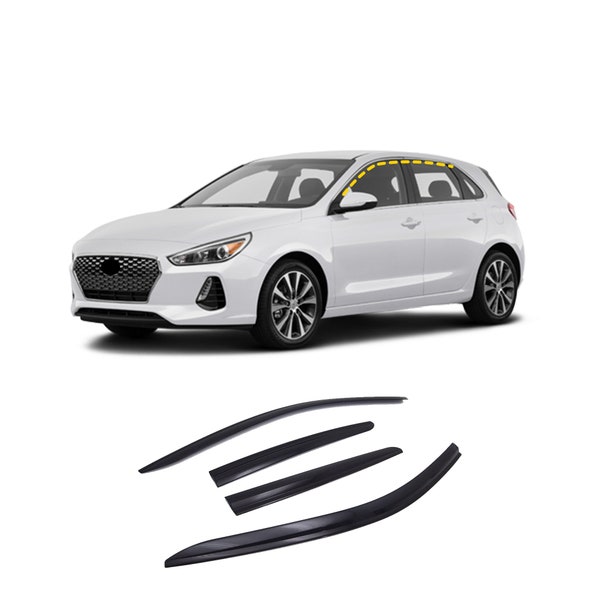 Rain Guards for Hyundai Elantra GT Hatchback 2018-2020 (4PCs) Smoke Tinted Tape-On Style