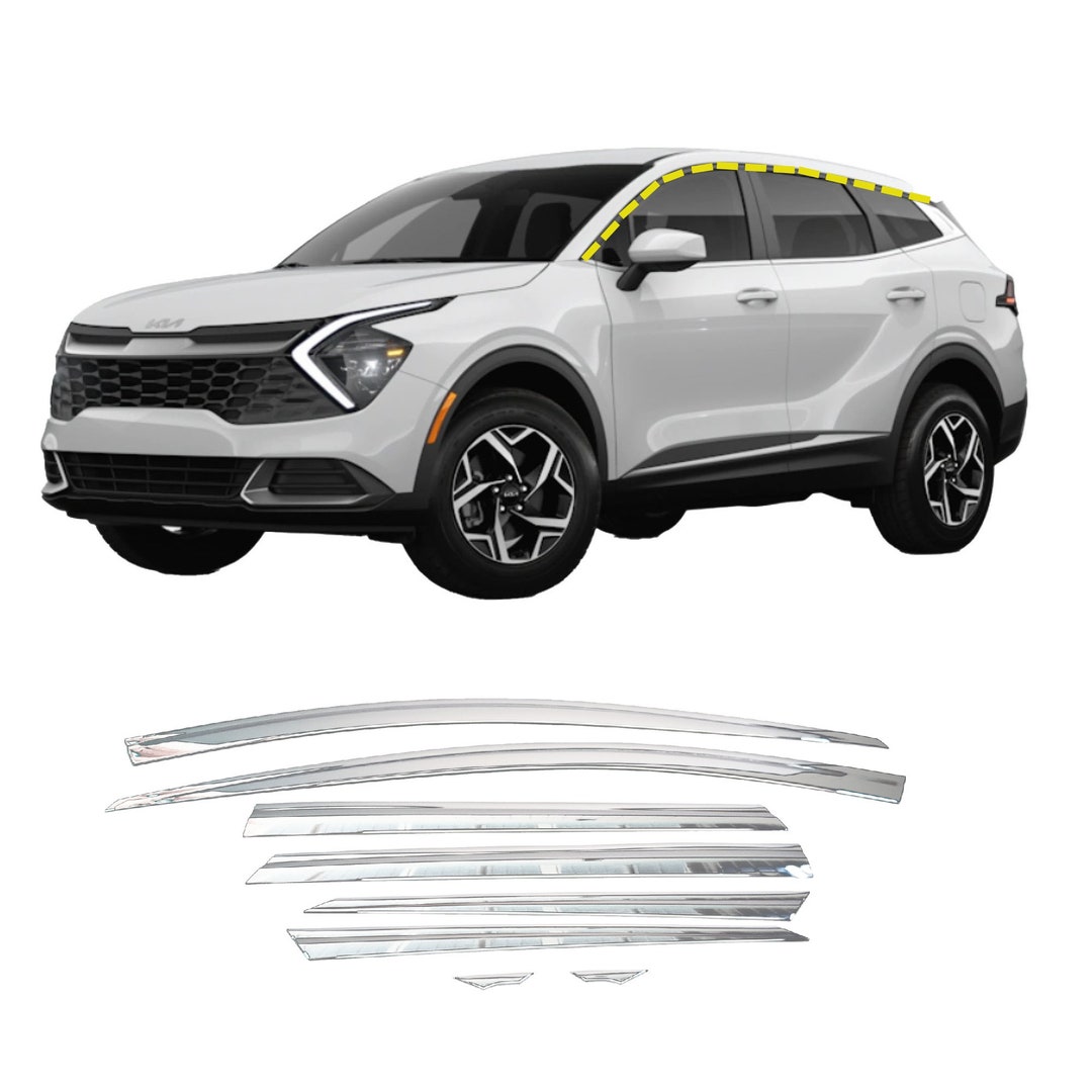 Rain Guards for Kia Sportage 2023-2024 8pcs Chrome Finish Tape-on Style 