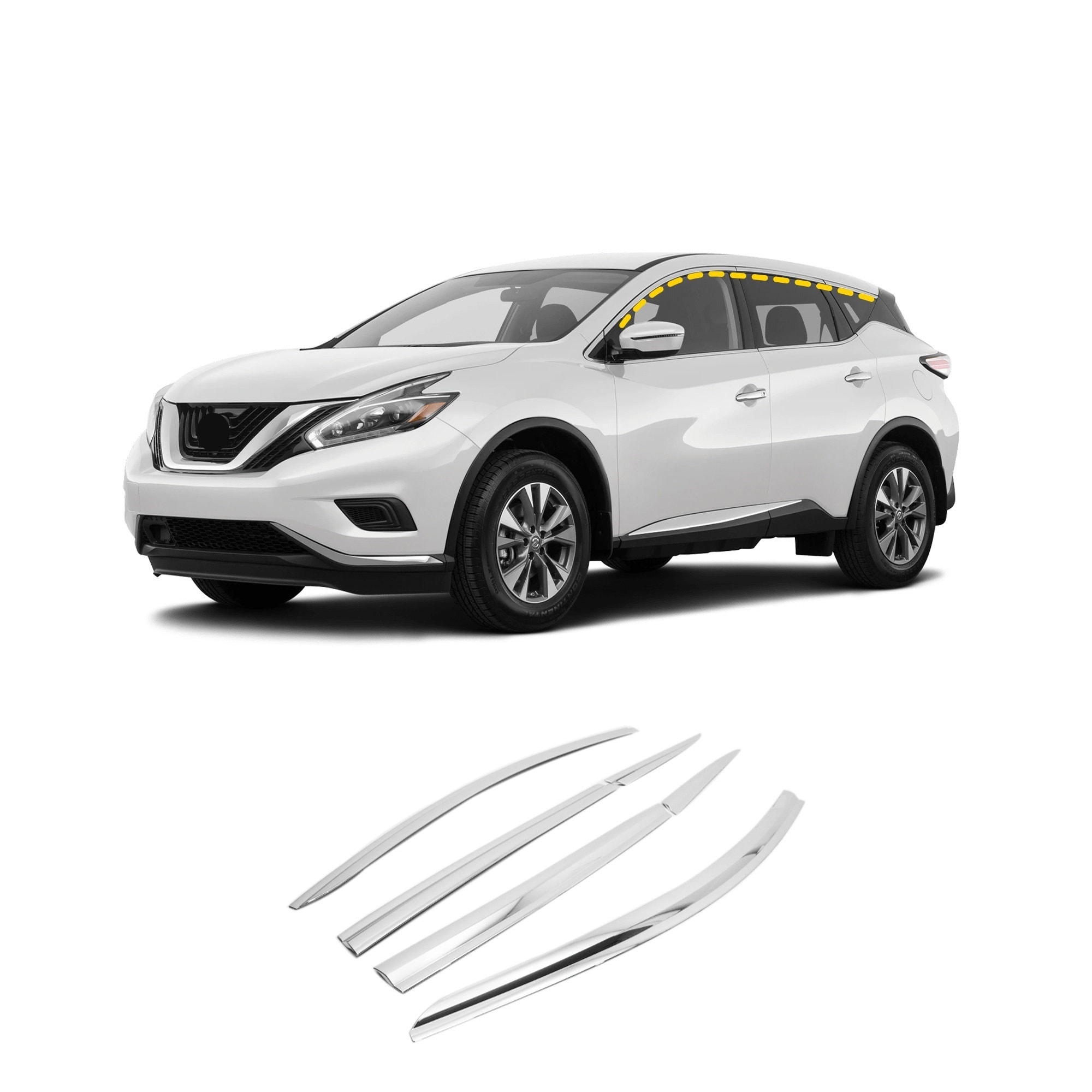 Regenschützer für NISSAN Murano 2015-2022 6PCs Chrom-Finish Tape-On Style -  .de