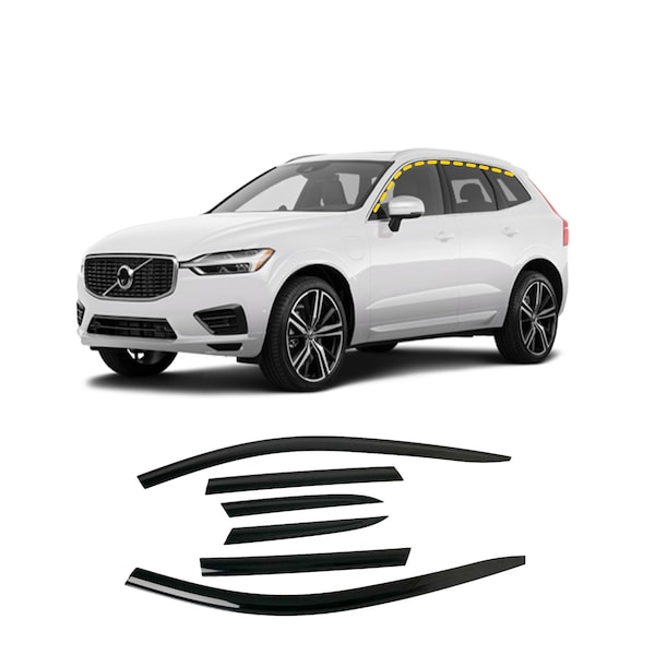 Rain Guards for Volvo XC60 2018-2024 (6PCs) Black Tape-On Style