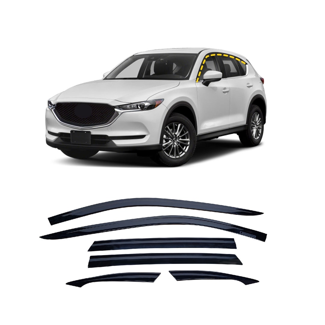 Rain Guards for Mazda CX-5 2017-2024 6pcs Smoke Tinted Tape-on Style 