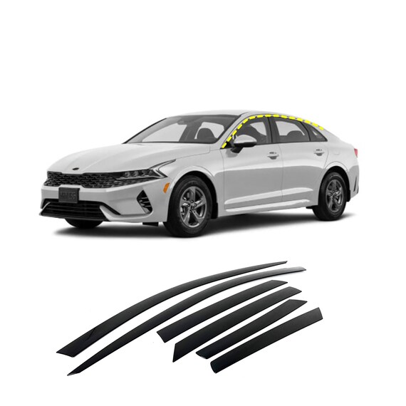 Rain Guards for Kia K5 2021 2024 6pcs Smoke Tinted Tape on Style
