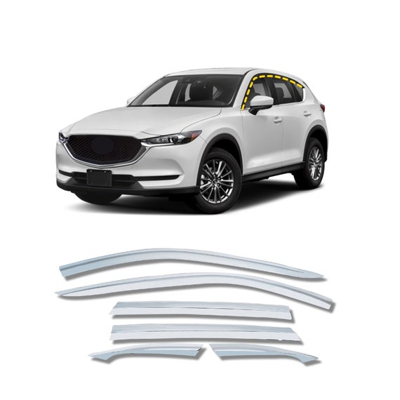 Rain Guards for Mazda CX 5 2017 2024 6pcs Chrome Finish Tape on