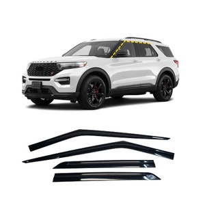 Rain Guards for Ford Explorer 2020-2024 (4PCs) Black Tape-On Style