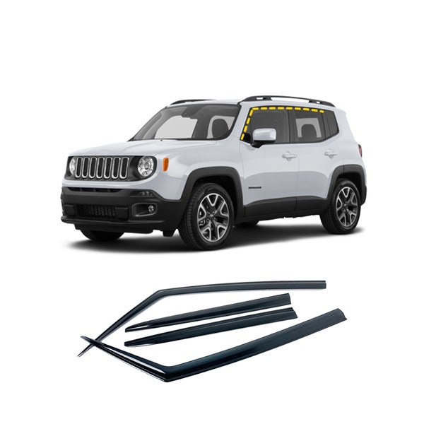 Rain Guards for Jeep Renegade 2015-2023 (4PCs) Smoke Tinted Tape-On Style
