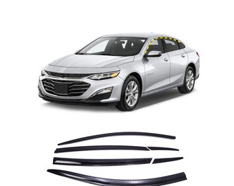 Rain Guards for Chevrolet Malibu 2016-2024 (6PCs) Smoke Tinted Tape-On Style