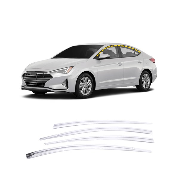 Rain Guards for Hyundai Elantra Sedan 2017-2020 (8PCs) Chrome Finish Tape-On Style